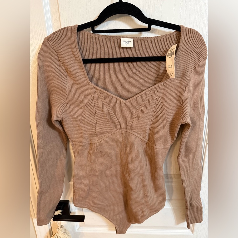 Abercrombie & Fitch Tan Ribbed Bodysuit